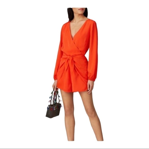 NWT CUPCAKES & CASHMERE Revolve Gideon Satin Romper in Red Hots Medium - Picture 1 of 6